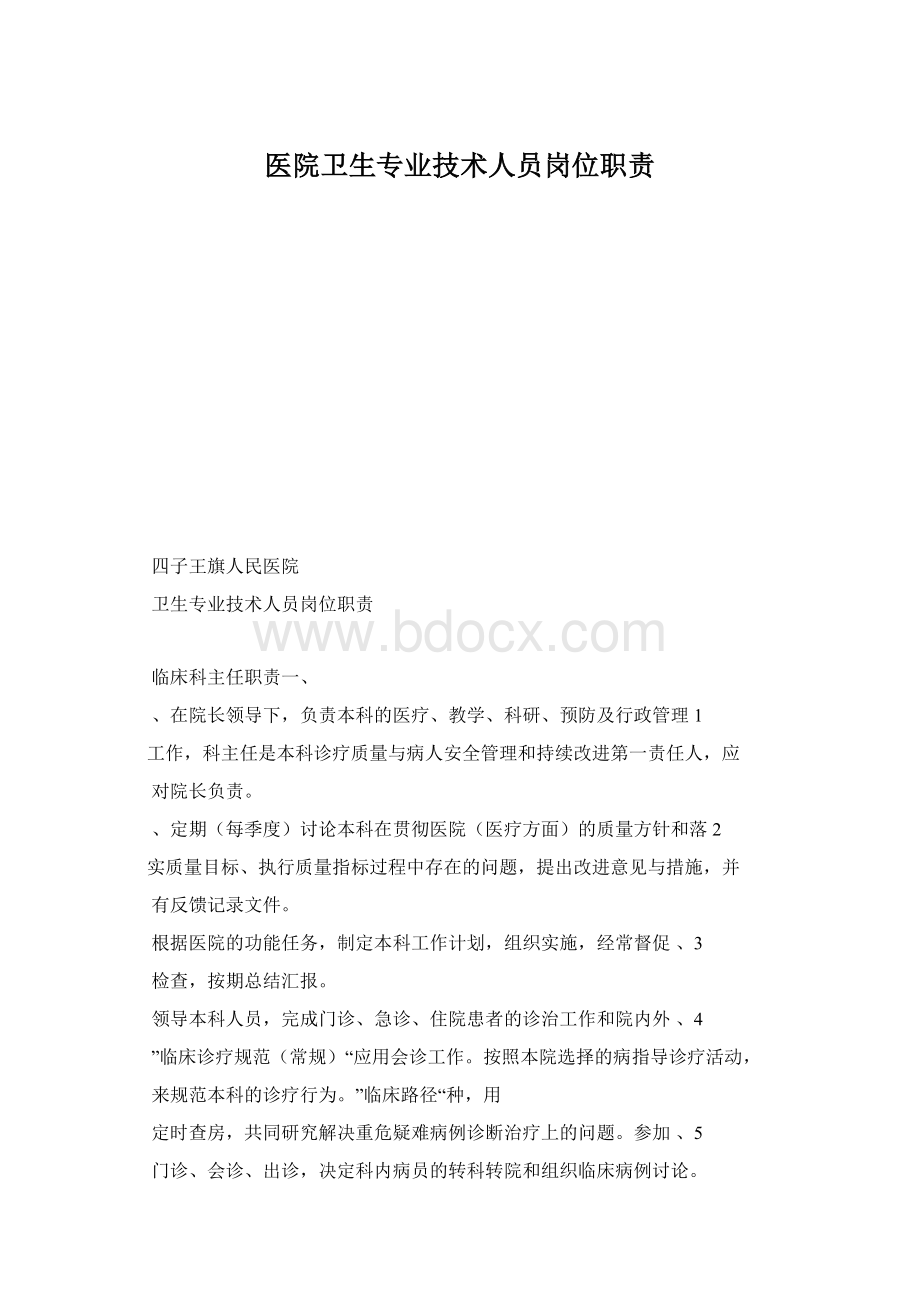 医院卫生专业技术人员岗位职责文档格式.docx