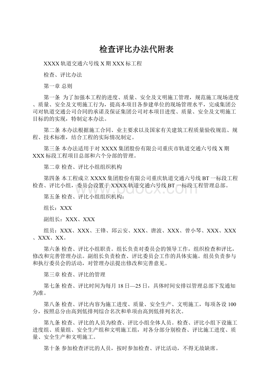 检查评比办法代附表Word下载.docx_第1页