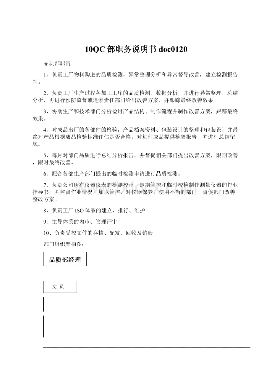 10QC部职务说明书doc0120Word文档下载推荐.docx_第1页