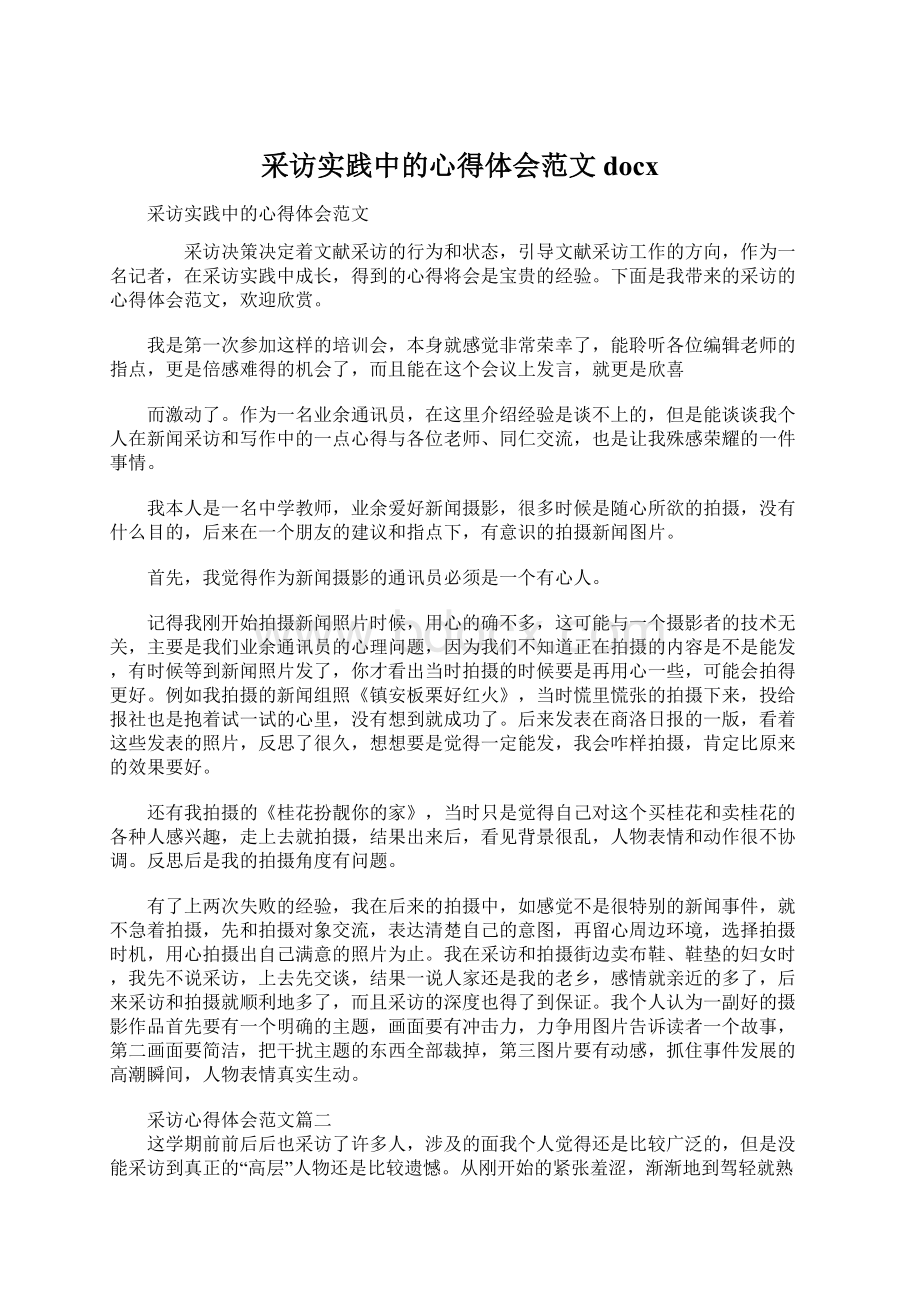 采访实践中的心得体会范文docx.docx