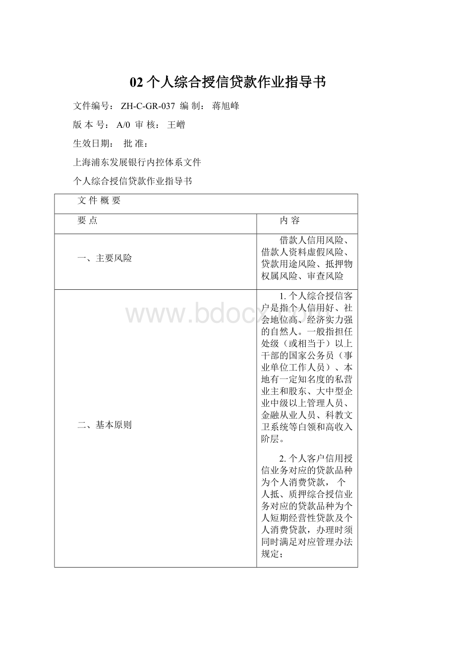 02个人综合授信贷款作业指导书Word文件下载.docx_第1页