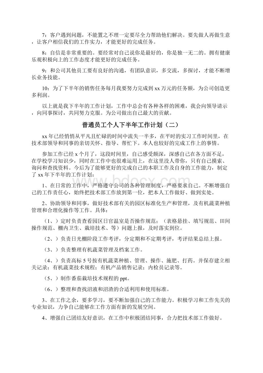 普通员工个人下半年工作计划.docx_第2页