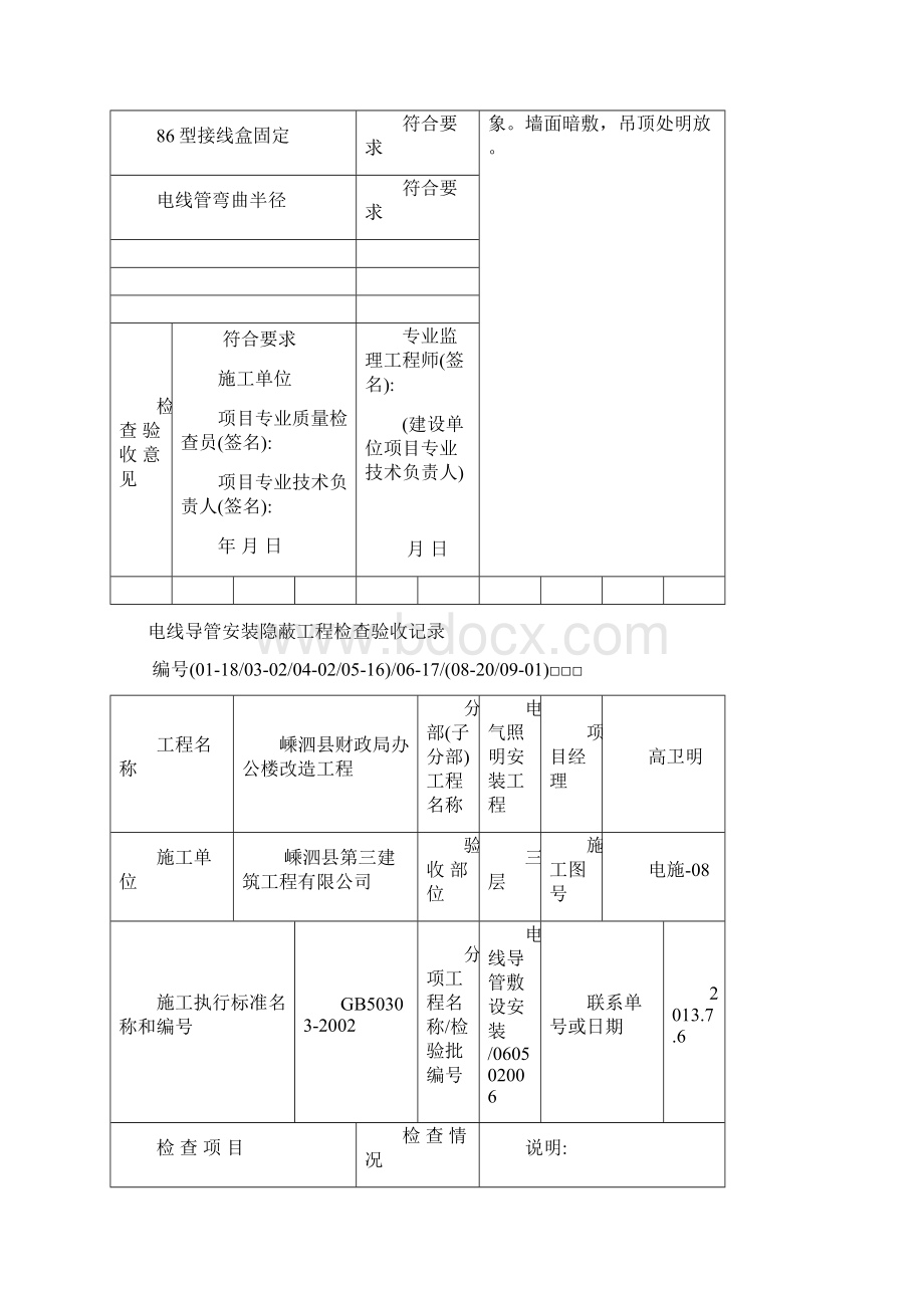 电线导管安装隐蔽工程检查验收记录.docx_第3页