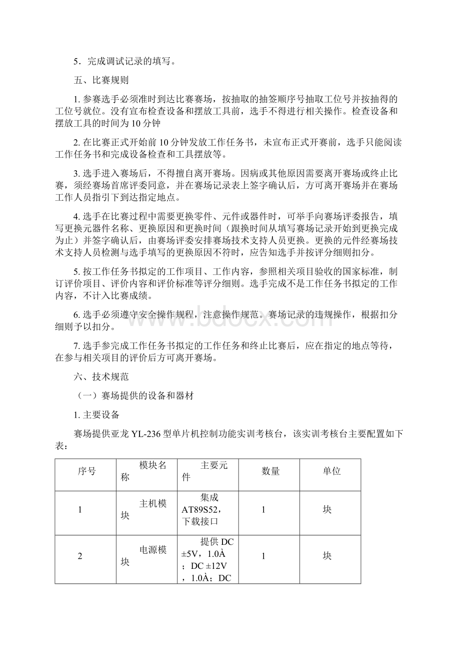 海南省职业院校技能大赛中职组单片机控制装置安装与调试赛项规程剖析Word文档格式.docx_第2页