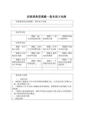 实践课典型课题一基本放大电路.docx