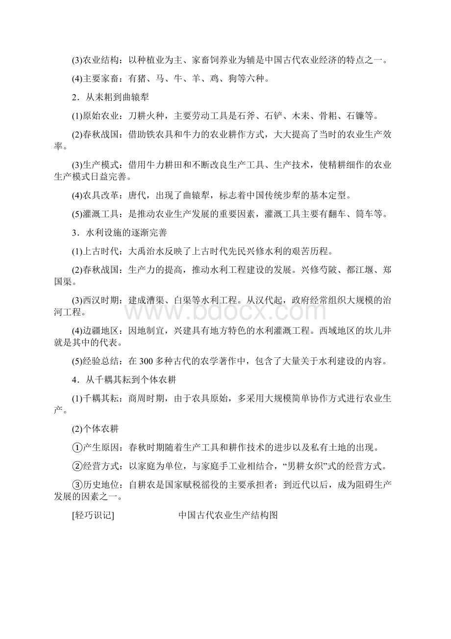 高考历史一轮复习 精耕细作农业生产模式的形成和农耕时代的手工业教师用书 岳麓版.docx_第2页