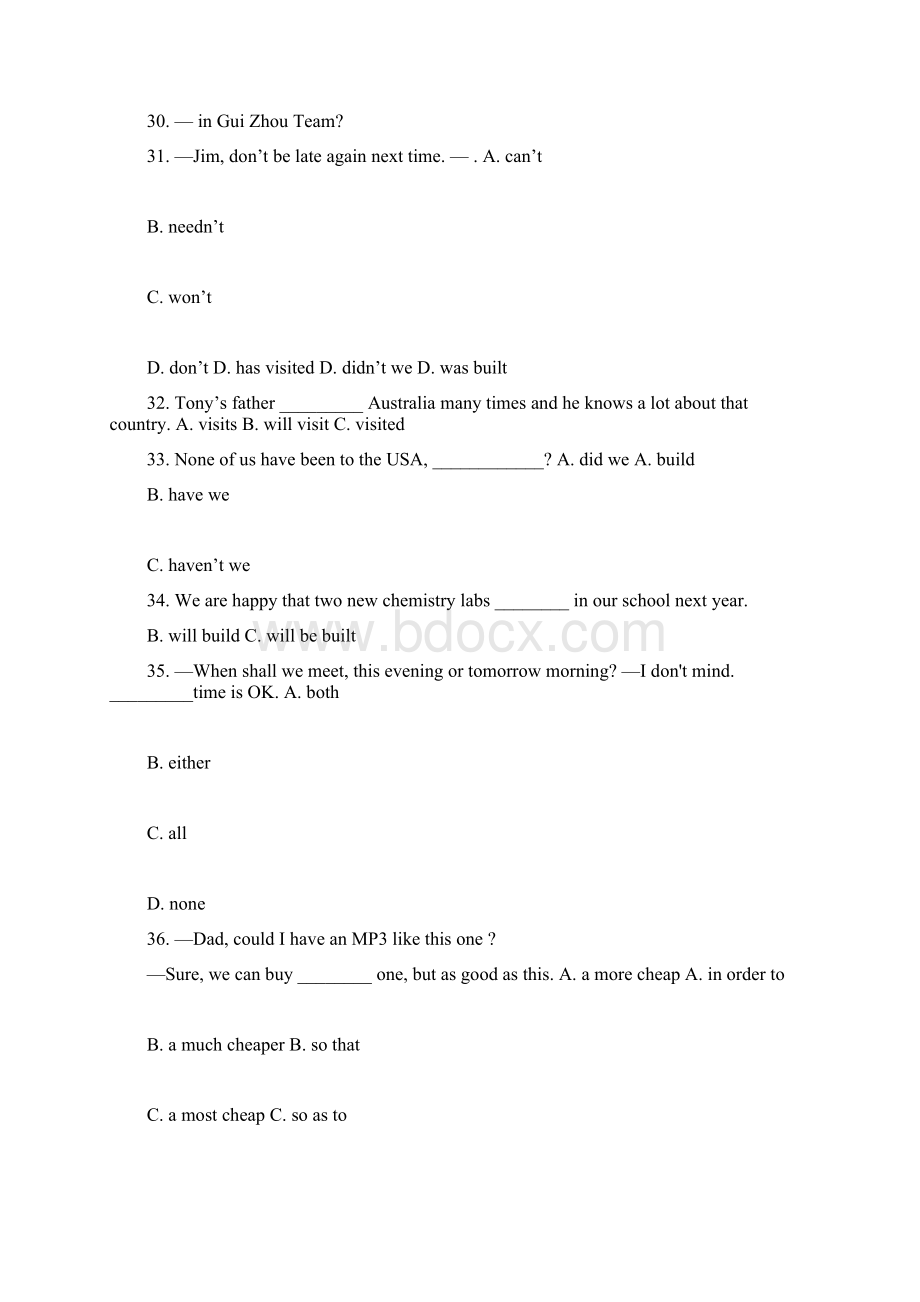 中专报大专升学考试英语模拟试题卷Word文档格式.docx_第3页