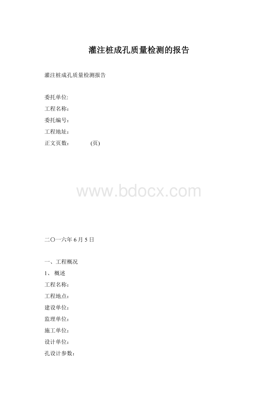 灌注桩成孔质量检测的报告Word格式文档下载.docx_第1页