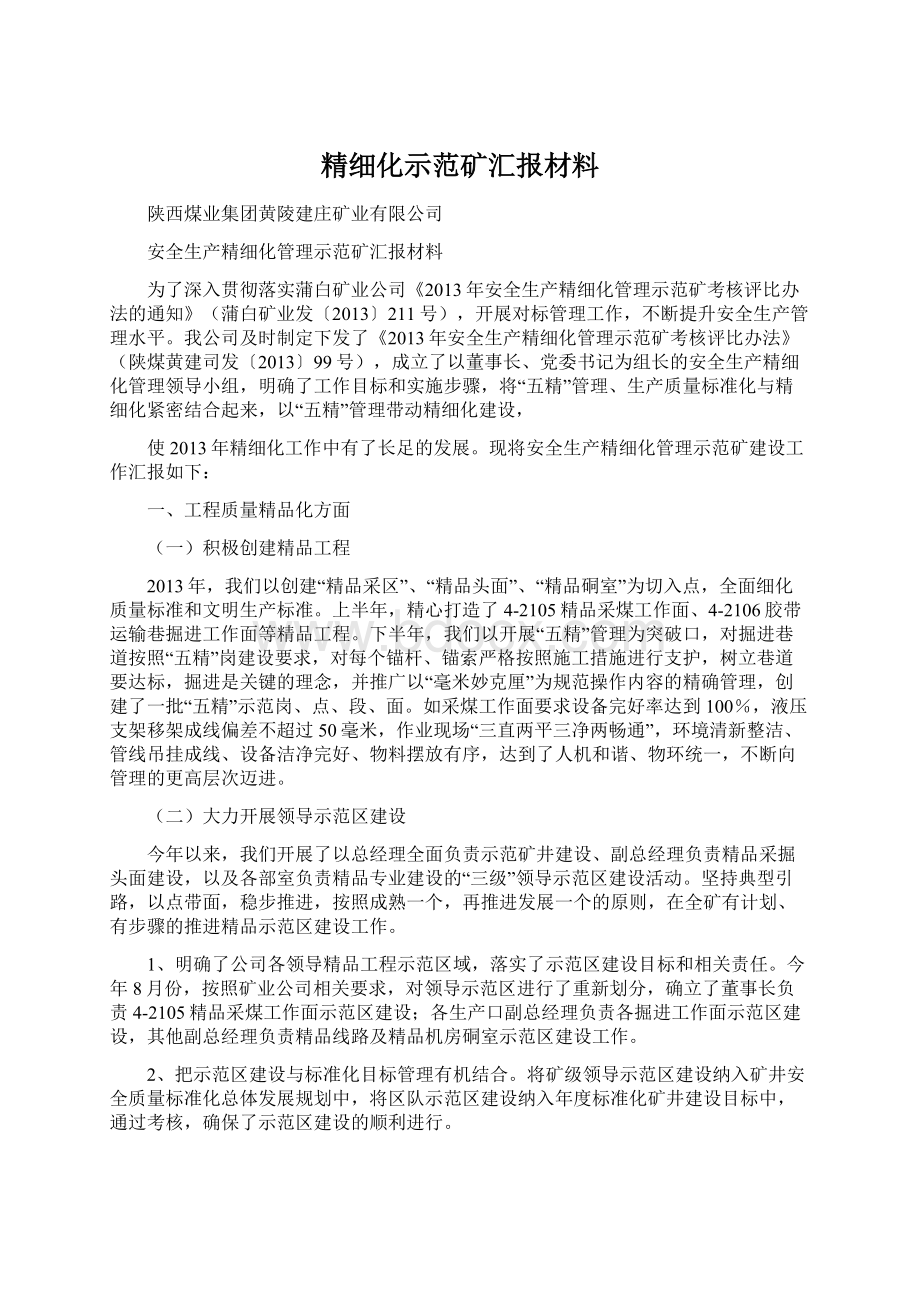 精细化示范矿汇报材料.docx_第1页