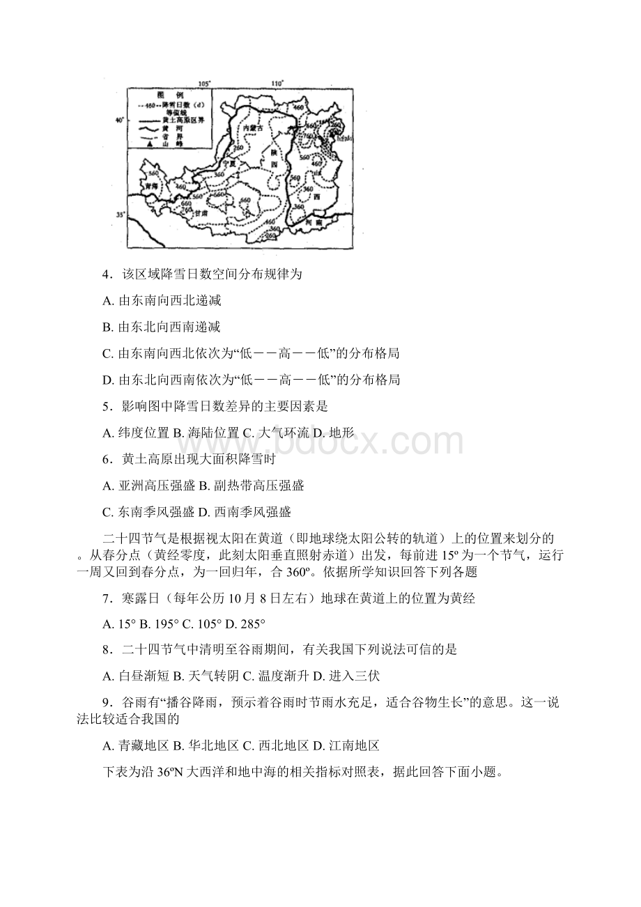 山东省枣庄市第四十六中学届高三地理阶段性自Word文档下载推荐.docx_第2页