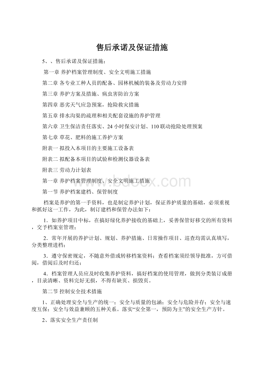 售后承诺及保证措施Word格式.docx