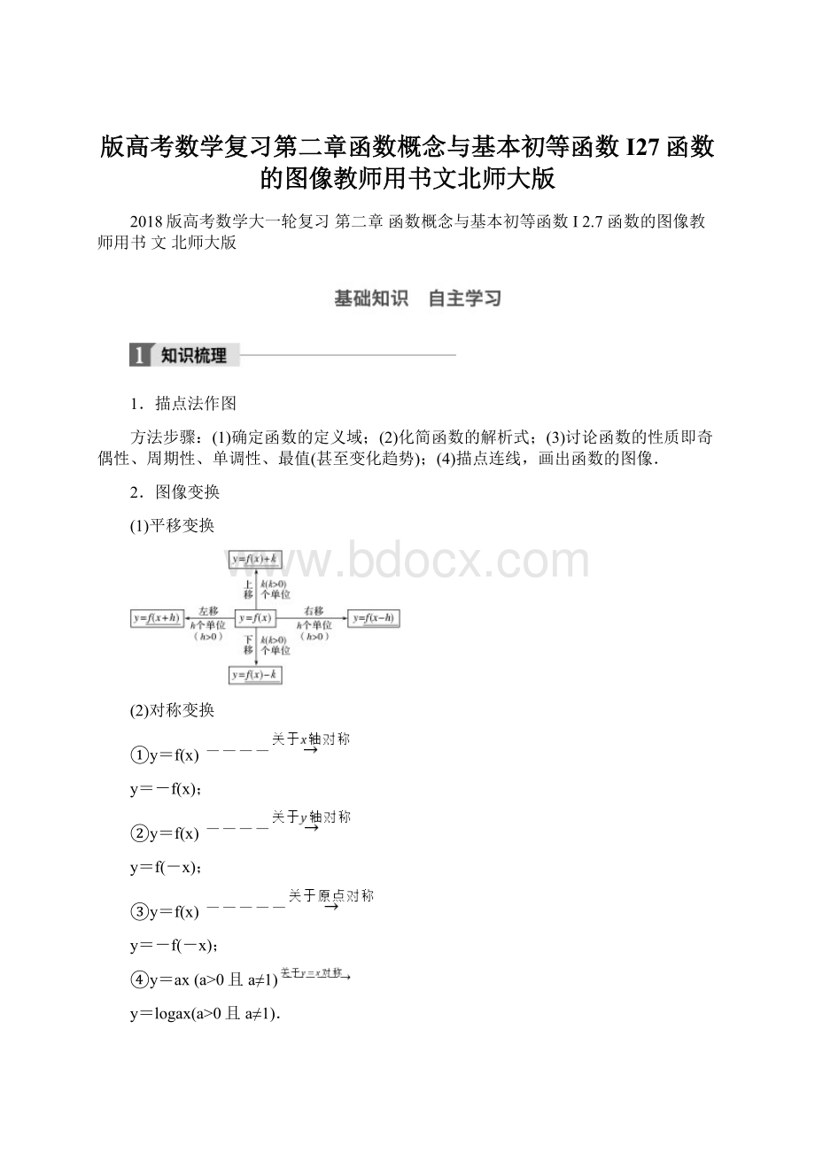 版高考数学复习第二章函数概念与基本初等函数I27函数的图像教师用书文北师大版.docx