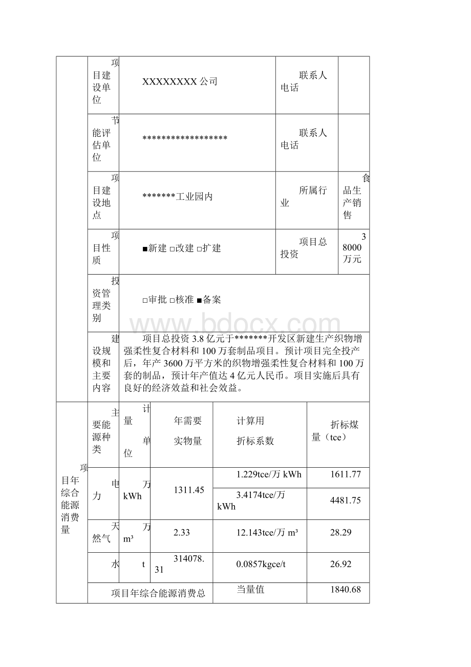 节能评估报告书生产织物增强柔性复合材料和100万套制品项目Word文档下载推荐.docx_第2页