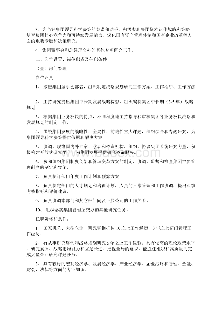 工作计划集团战略规划部工作职能及岗位职责说明书文档格式.docx_第2页