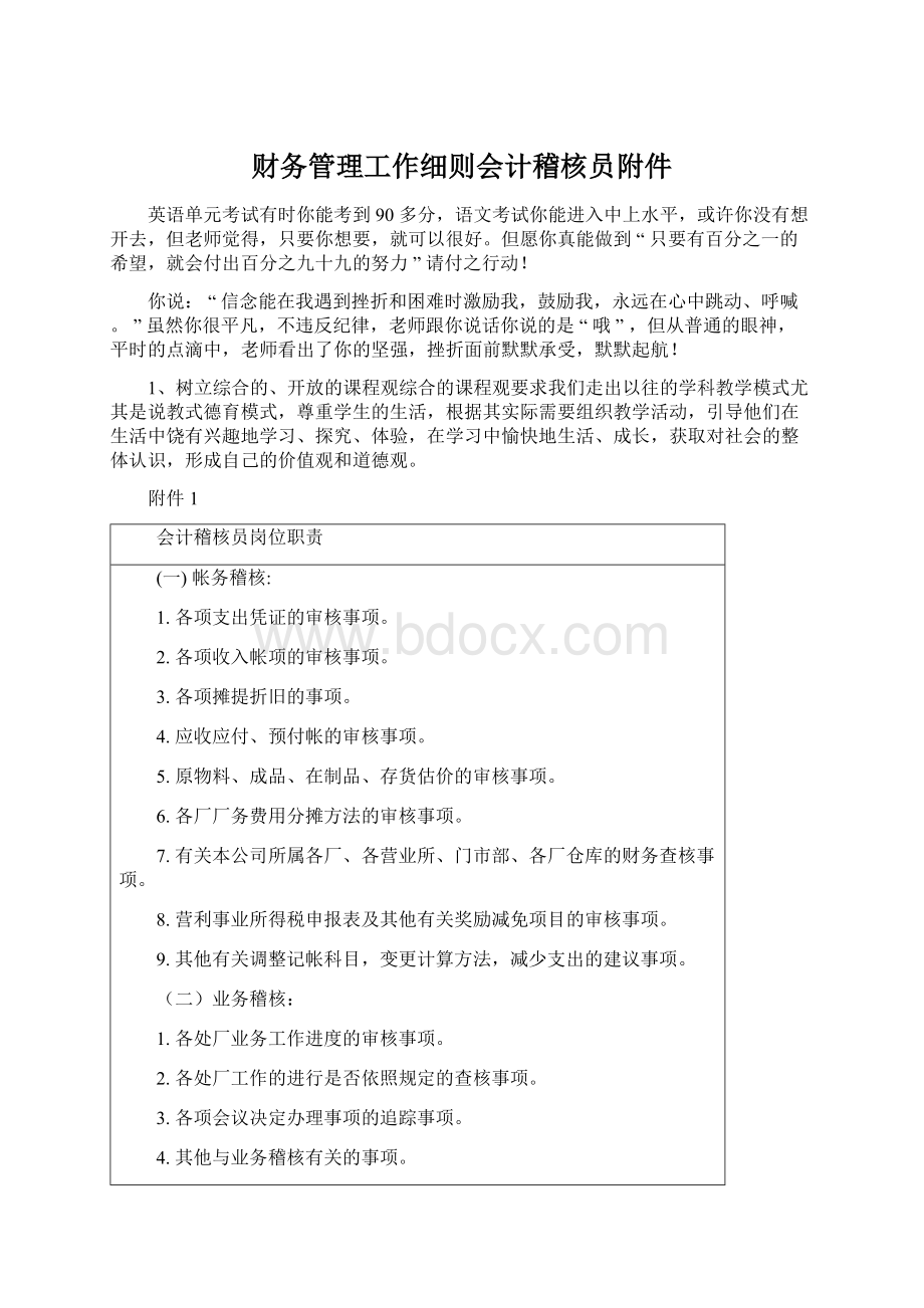 财务管理工作细则会计稽核员附件文档格式.docx