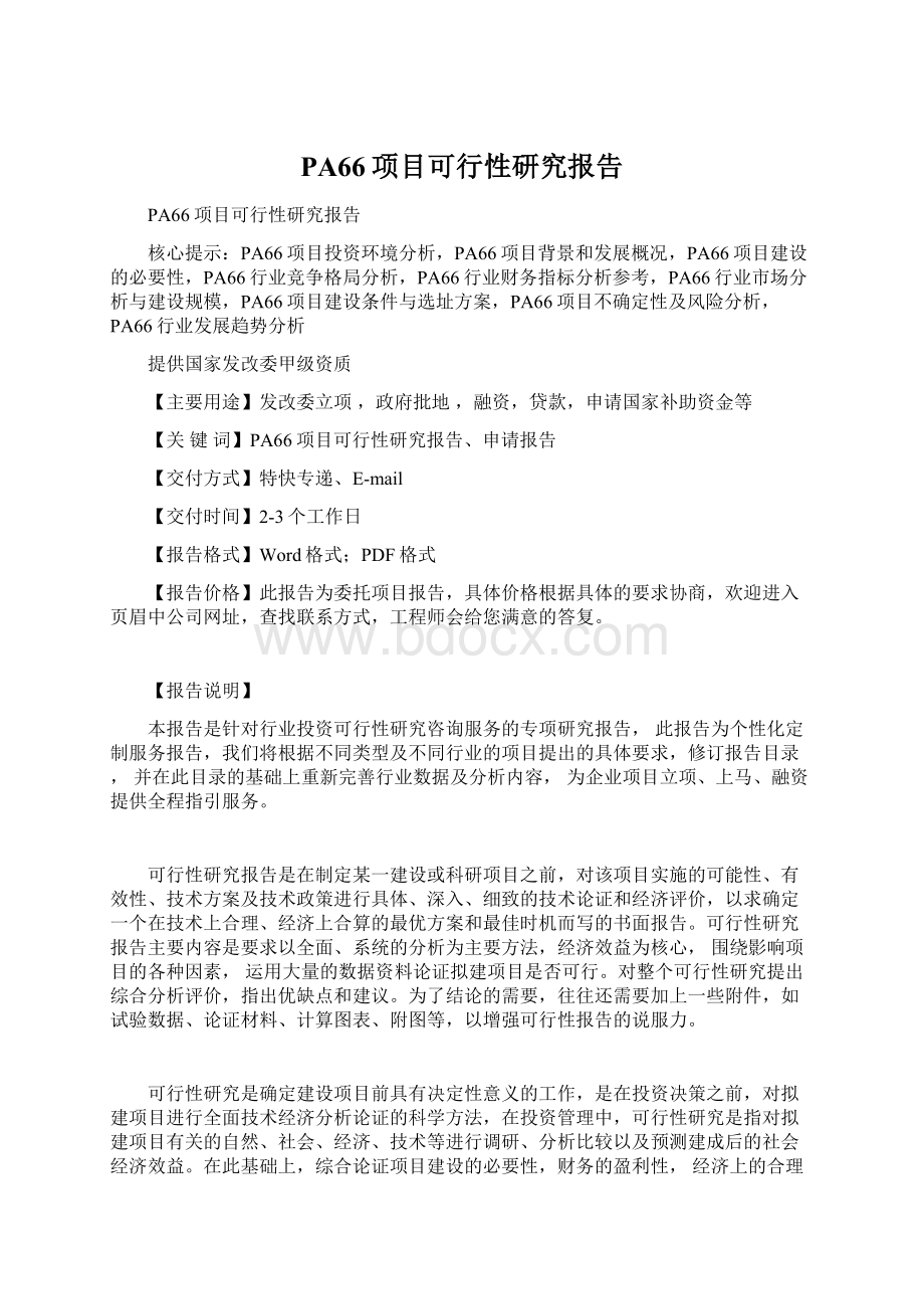 PA66项目可行性研究报告.docx