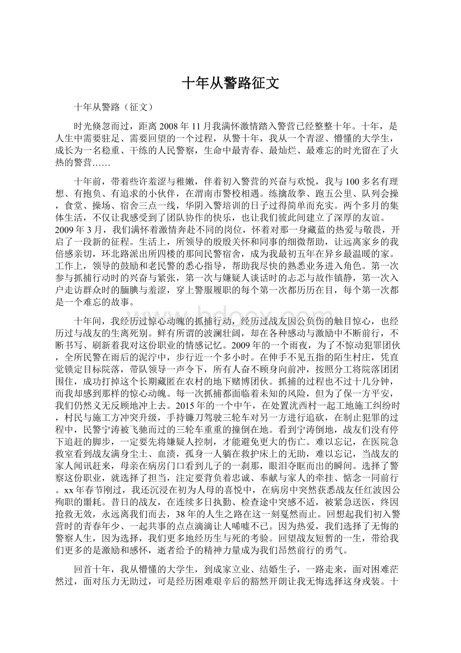 十年从警路征文Word下载.docx_第1页