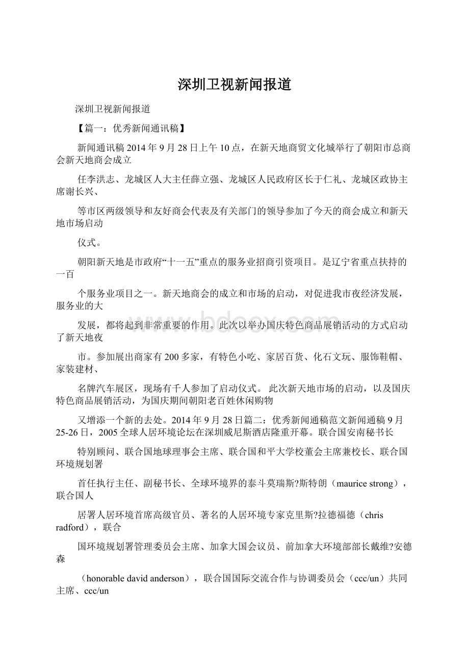 深圳卫视新闻报道Word文档格式.docx