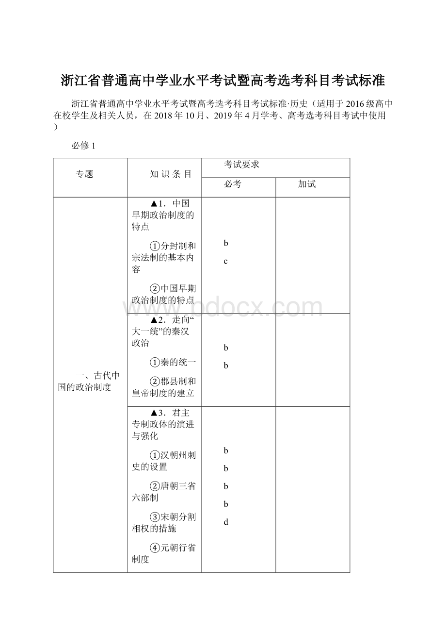 浙江省普通高中学业水平考试暨高考选考科目考试标准Word文档格式.docx