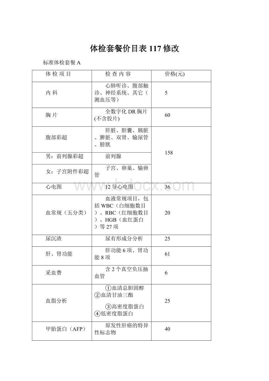 体检套餐价目表117修改.docx_第1页