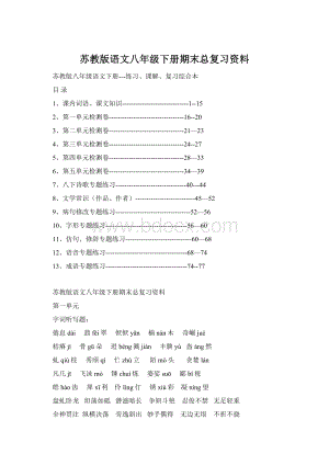 苏教版语文八年级下册期末总复习资料.docx