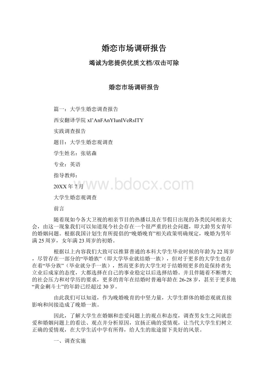 婚恋市场调研报告.docx