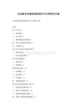 生态新农村建设规划项目可行性研究方案Word格式.docx