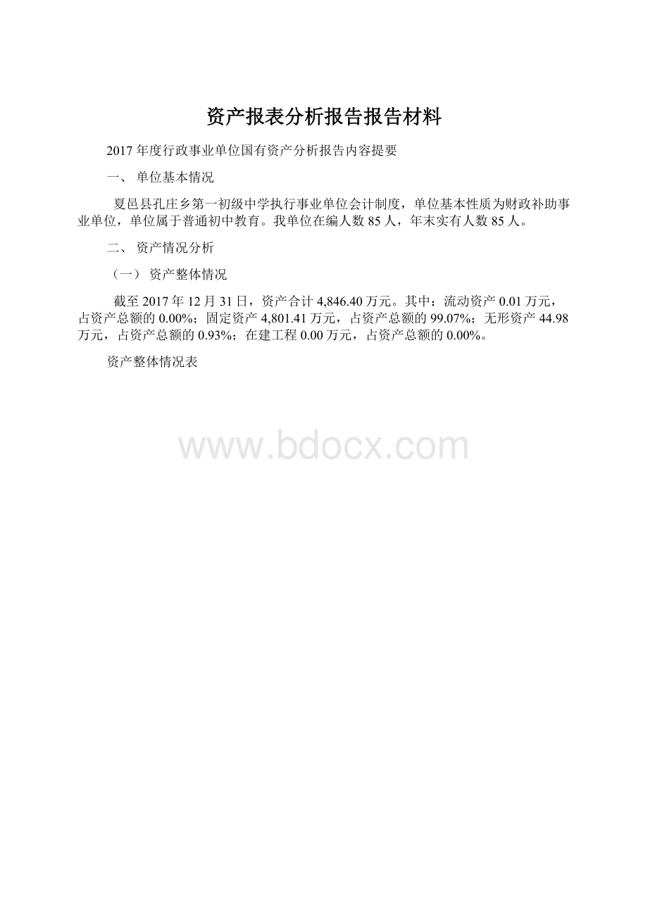 资产报表分析报告报告材料.docx_第1页