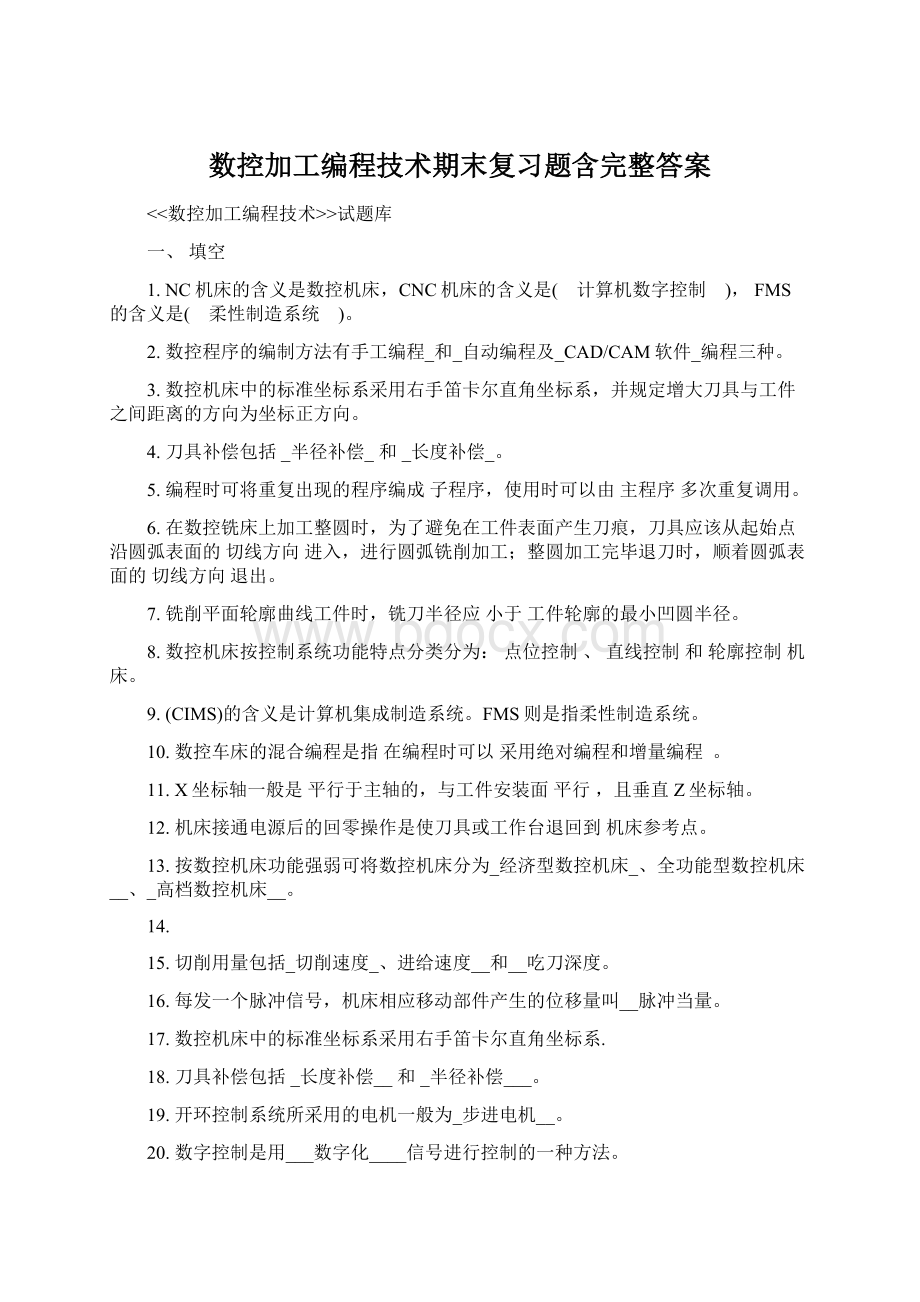 数控加工编程技术期末复习题含完整答案.docx_第1页