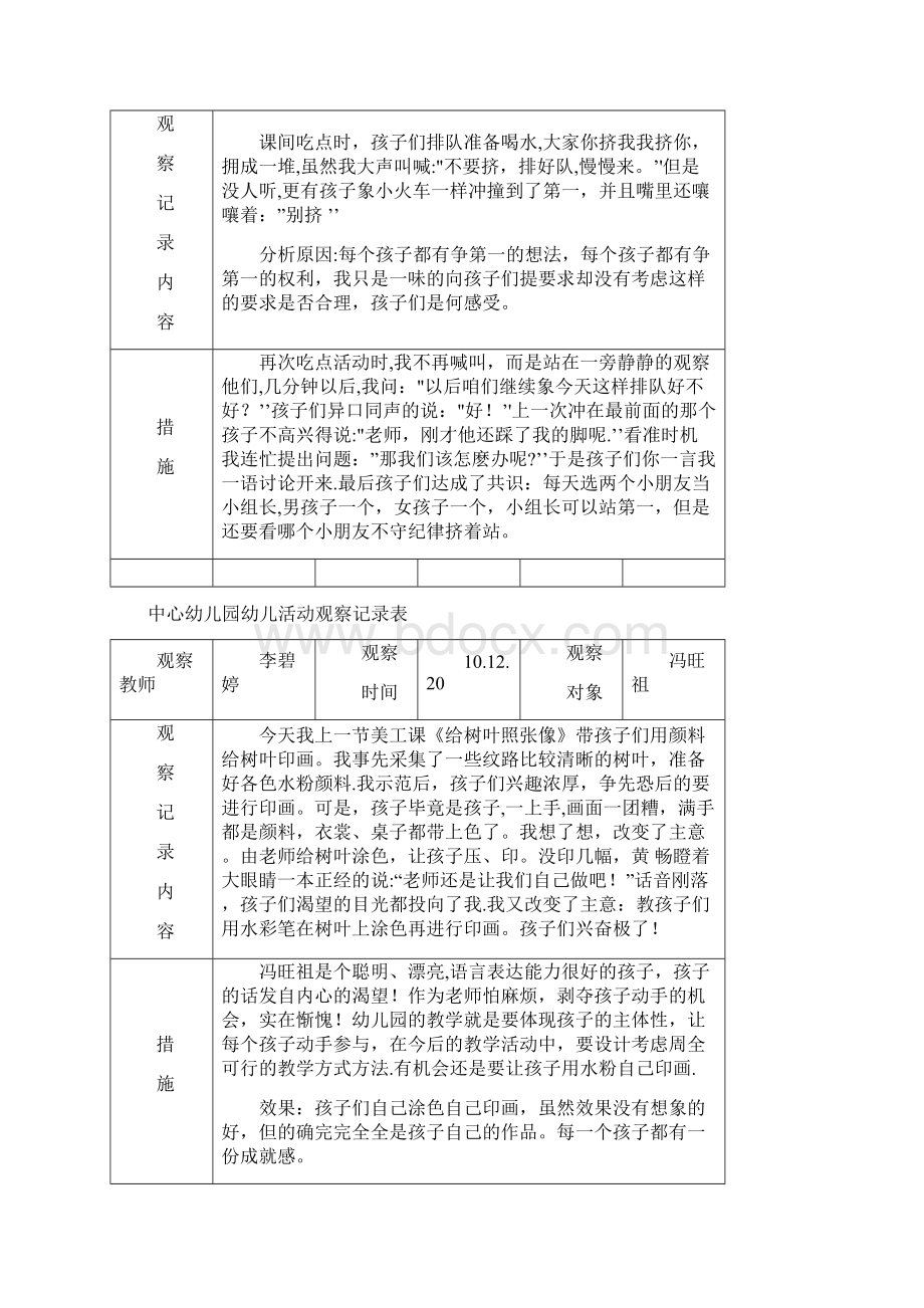 幼儿活动观察记录表儿童活动观察记录表Word文档下载推荐.docx_第3页