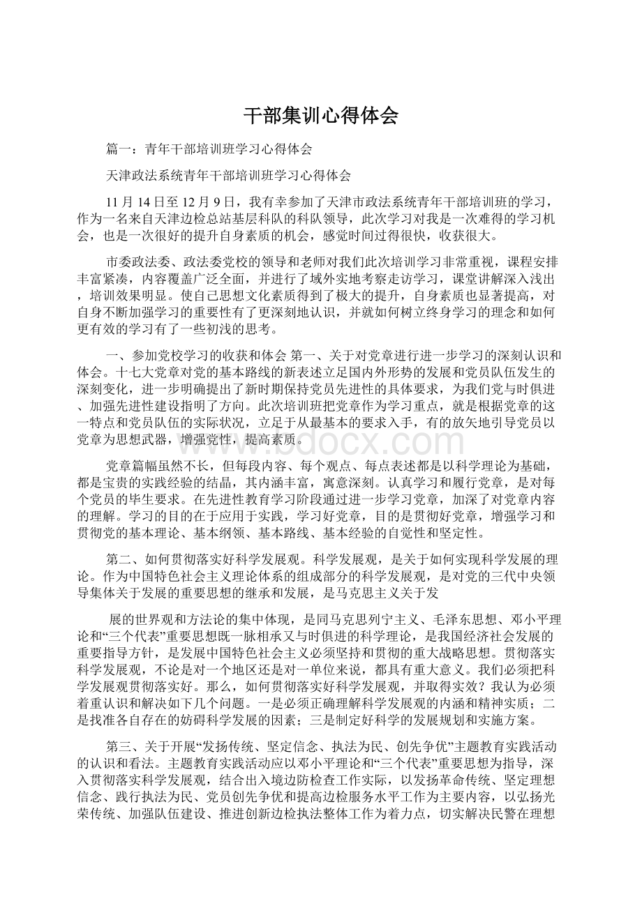 干部集训心得体会Word文档格式.docx