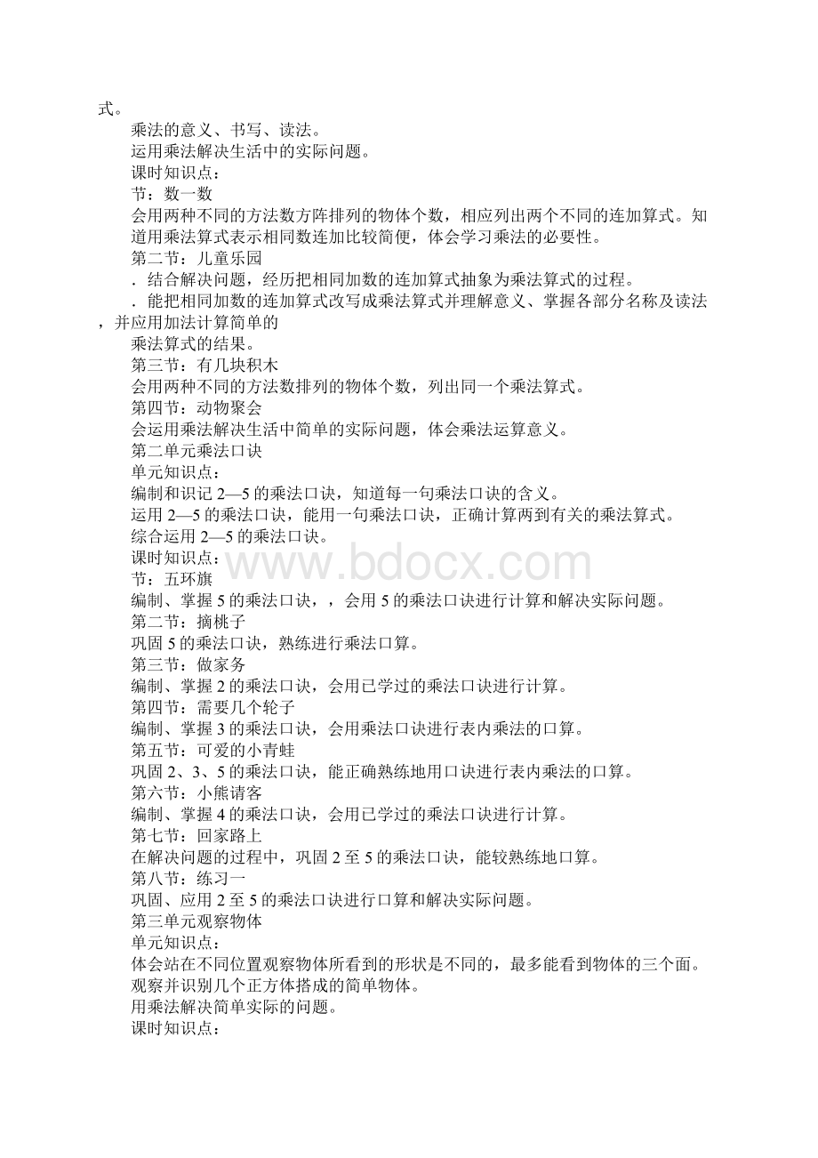 XX小学数学二年级上册全册知识点归纳北师大版Word文档下载推荐.docx_第2页