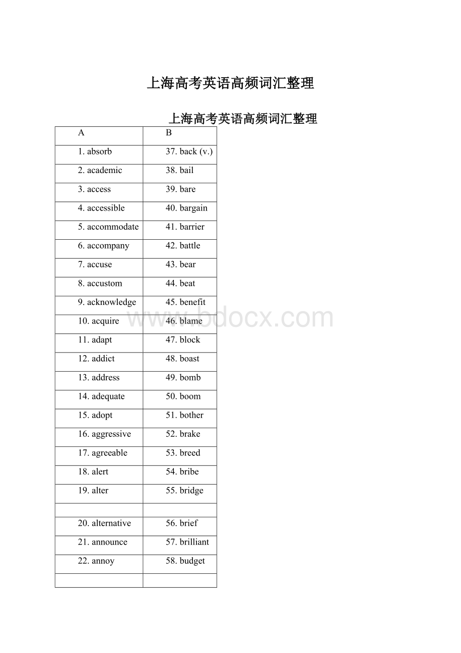 上海高考英语高频词汇整理.docx