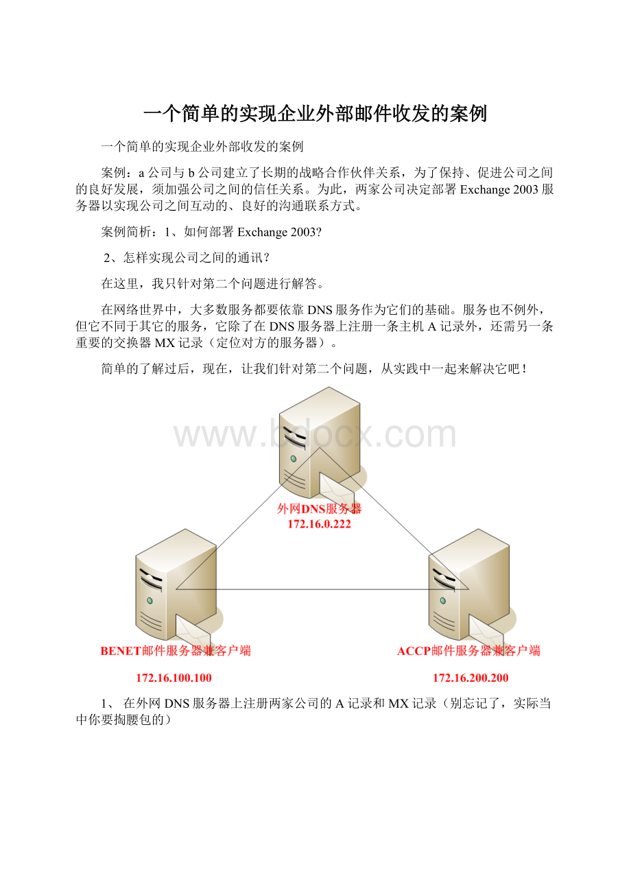 一个简单的实现企业外部邮件收发的案例Word文档格式.docx