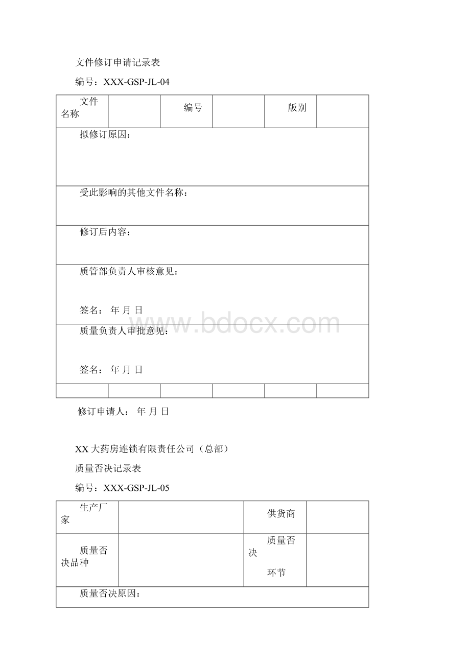 零售连锁药店GSP管理记录表格Word格式文档下载.docx_第3页