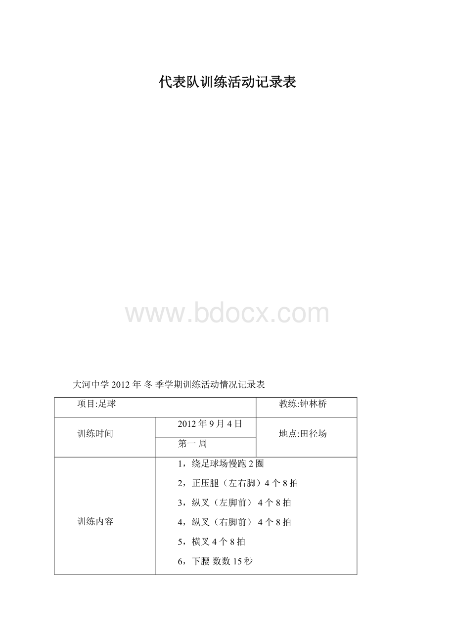 代表队训练活动记录表.docx