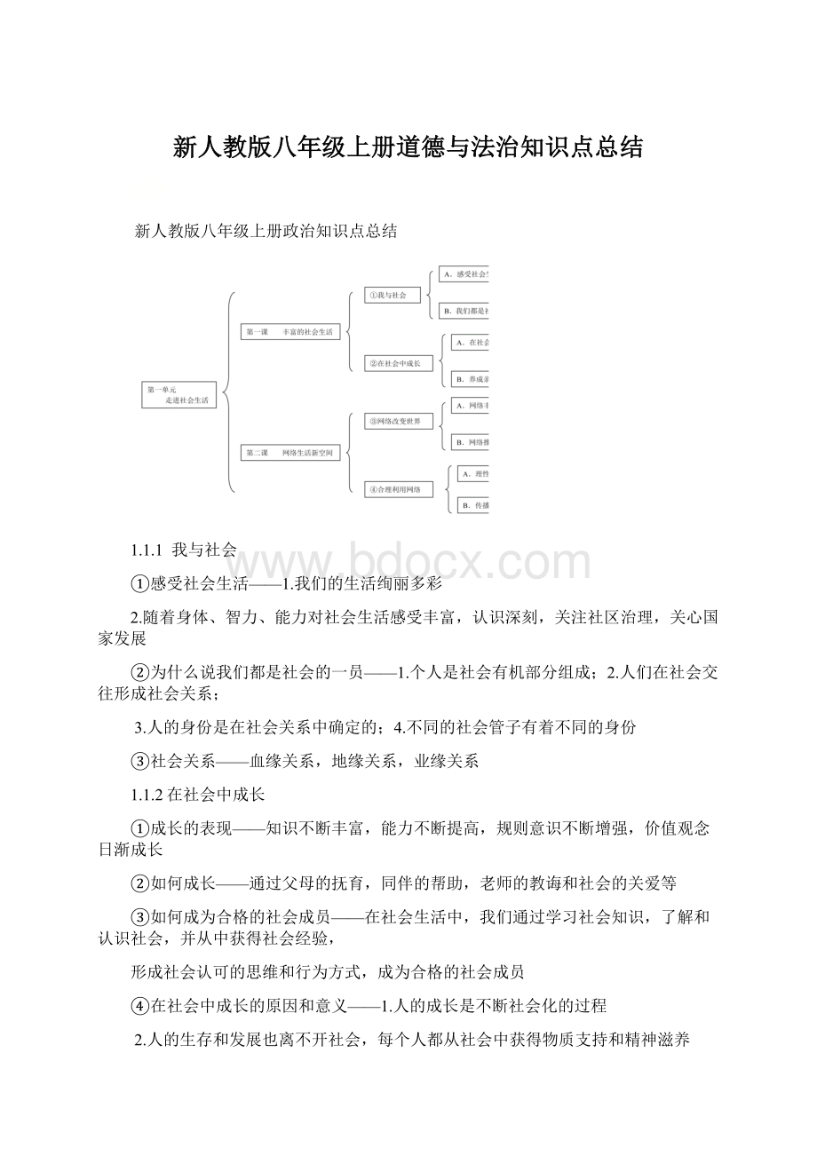 新人教版八年级上册道德与法治知识点总结.docx_第1页