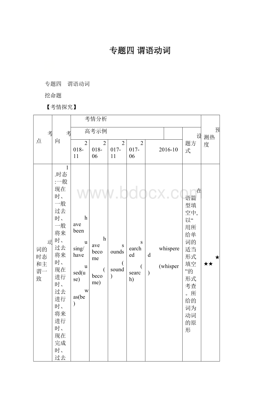 专题四 谓语动词.docx_第1页