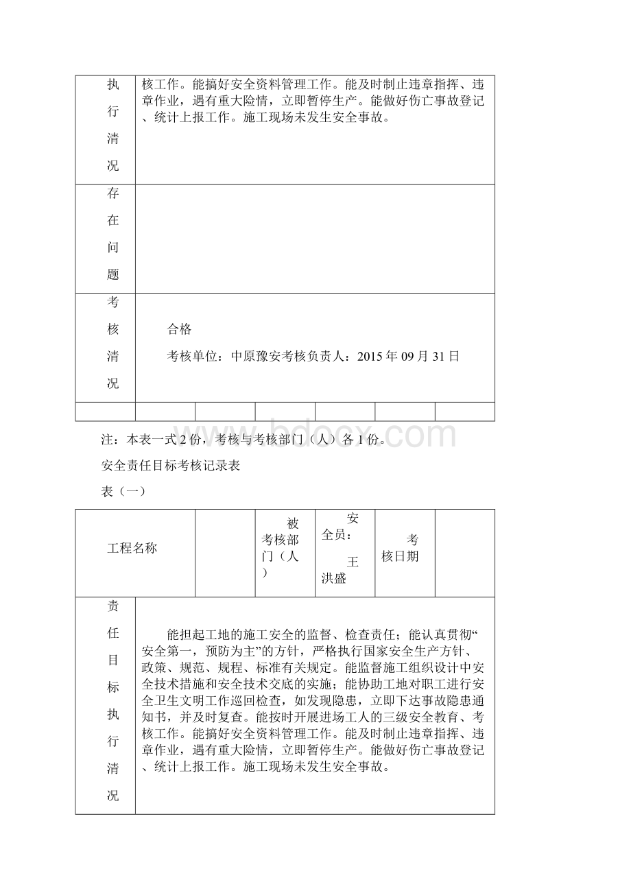 安全管理目标考核记录Word文档格式.docx_第3页