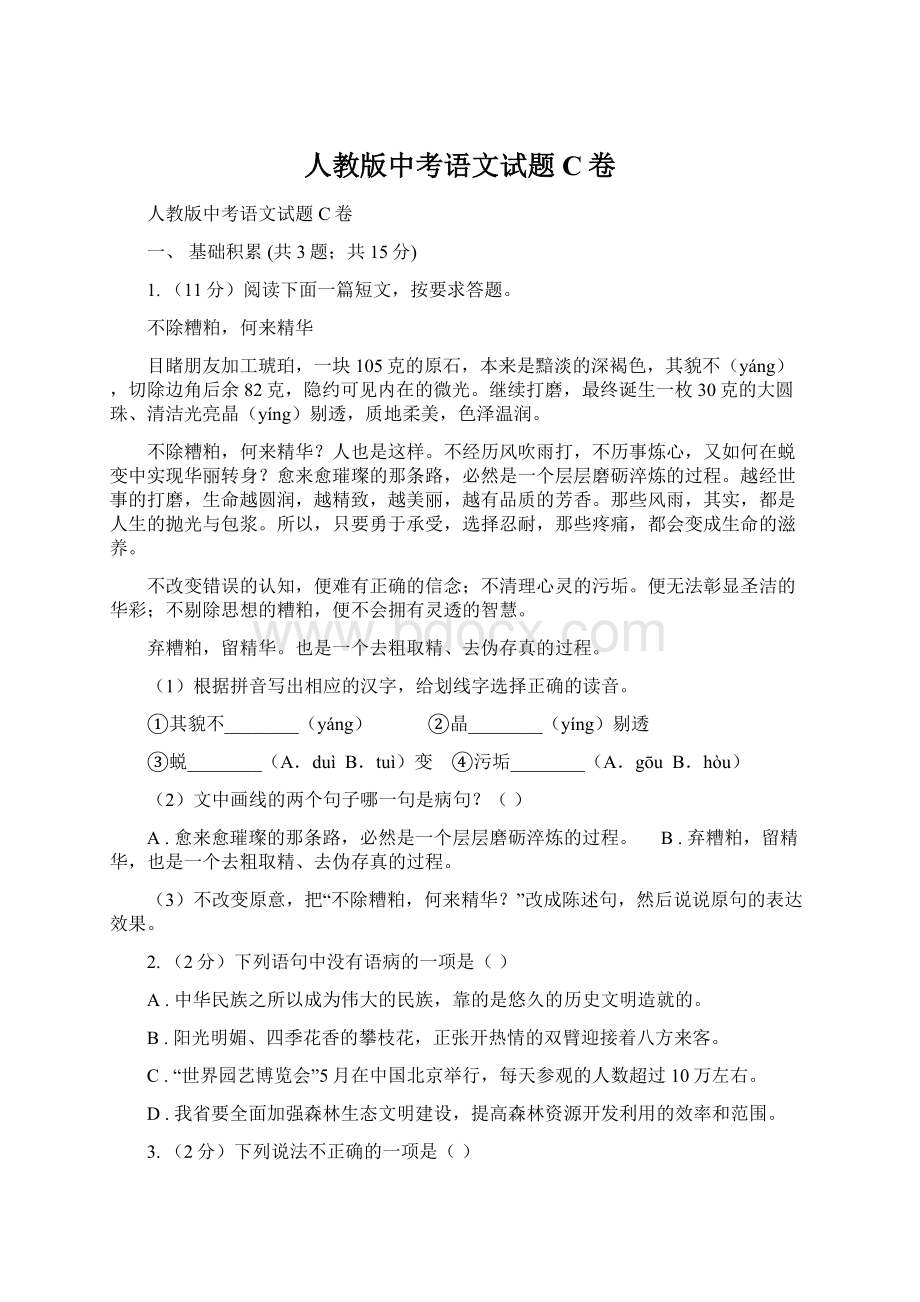 人教版中考语文试题C卷.docx