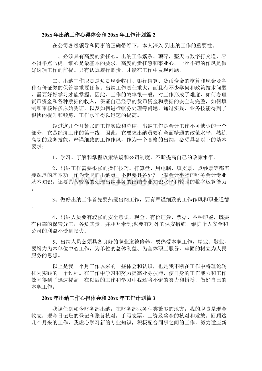 出纳工作心得体会和工作计划.docx_第3页