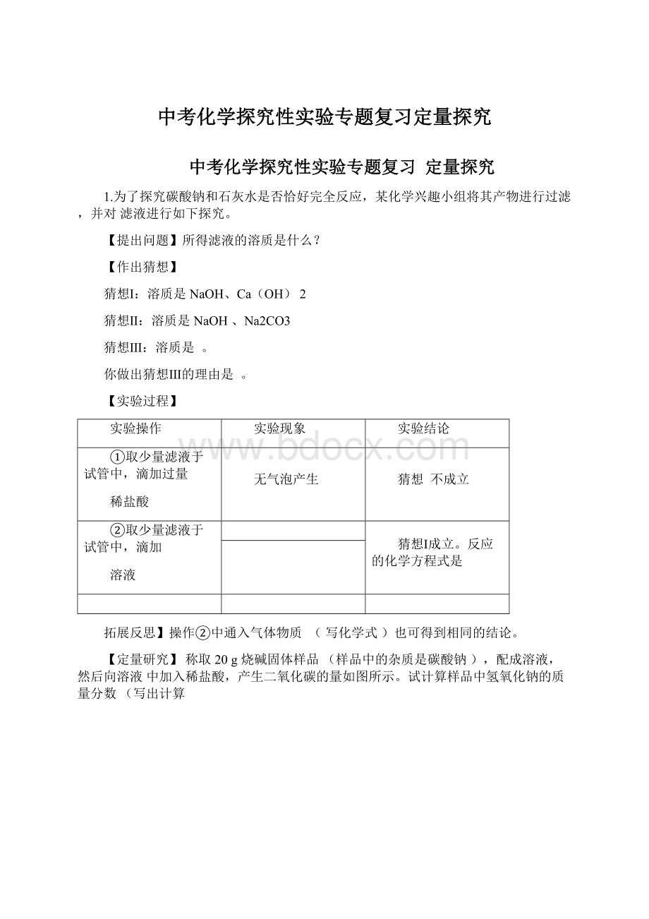 中考化学探究性实验专题复习定量探究.docx_第1页