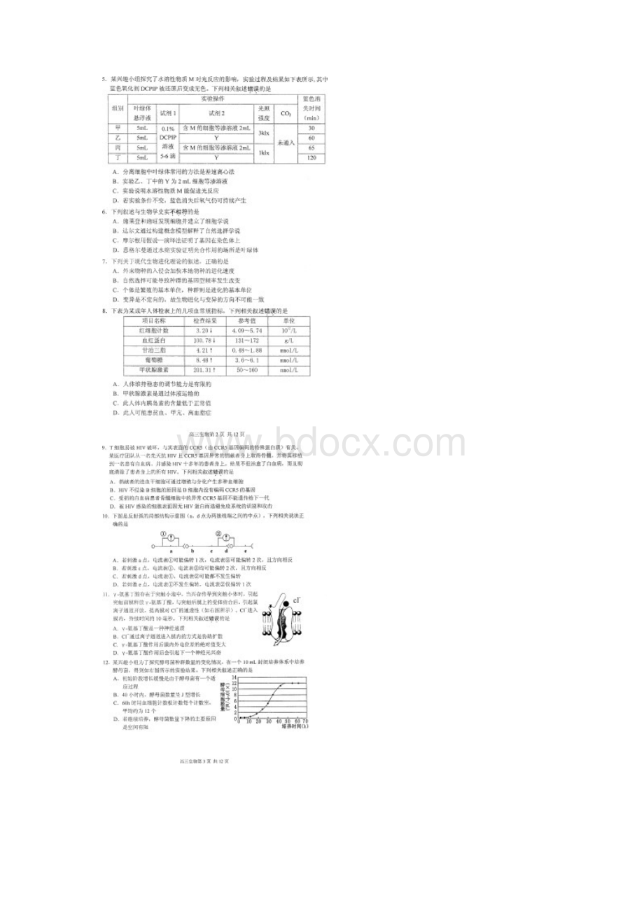 苏州高三上期期末苏州市届高三上学期学业质量阳光指标调研 生物含答案Word文档格式.docx_第2页