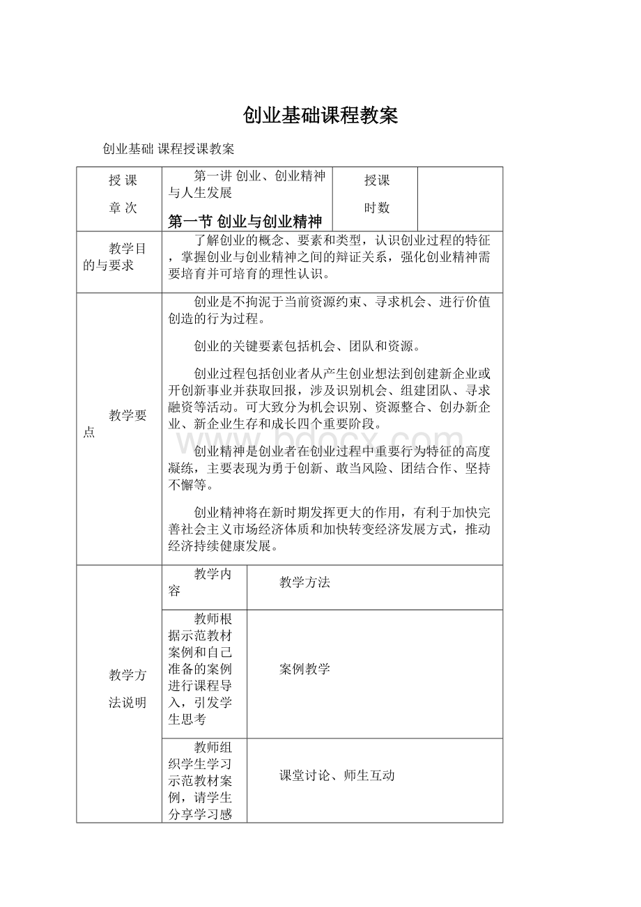 创业基础课程教案.docx