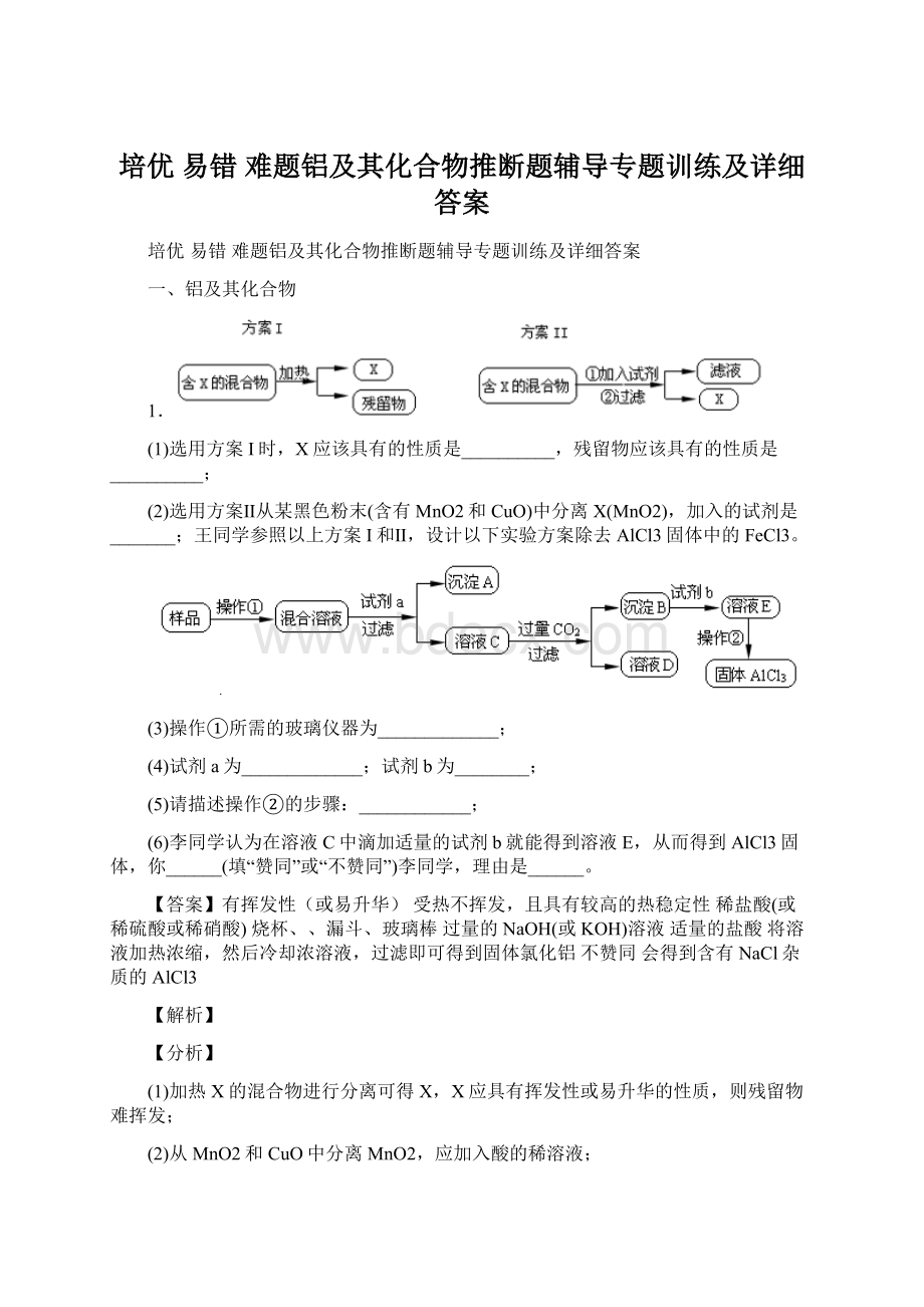 培优 易错 难题铝及其化合物推断题辅导专题训练及详细答案Word文件下载.docx