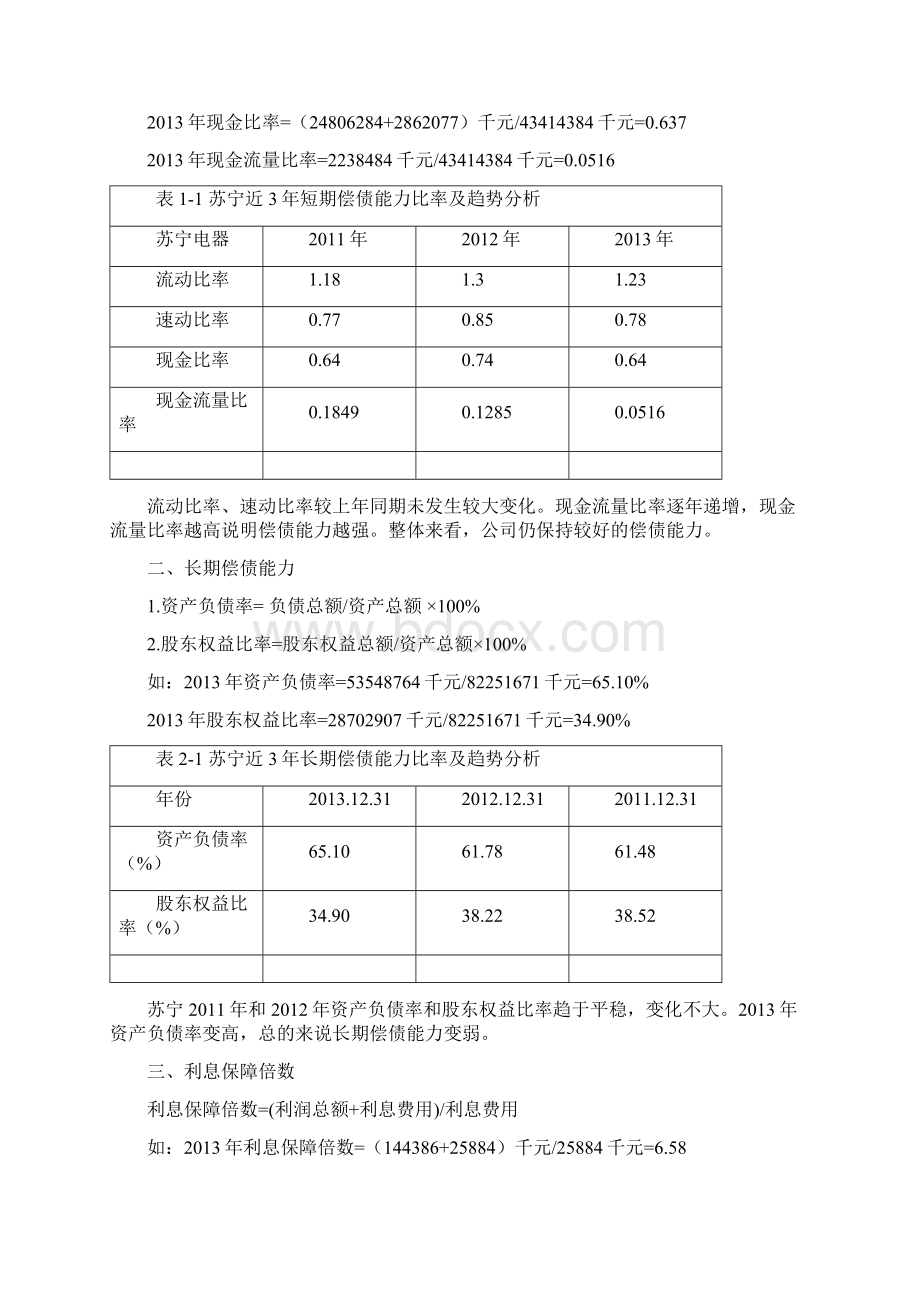 电大形考财务报表分析苏宁偿债能力分析.docx_第2页