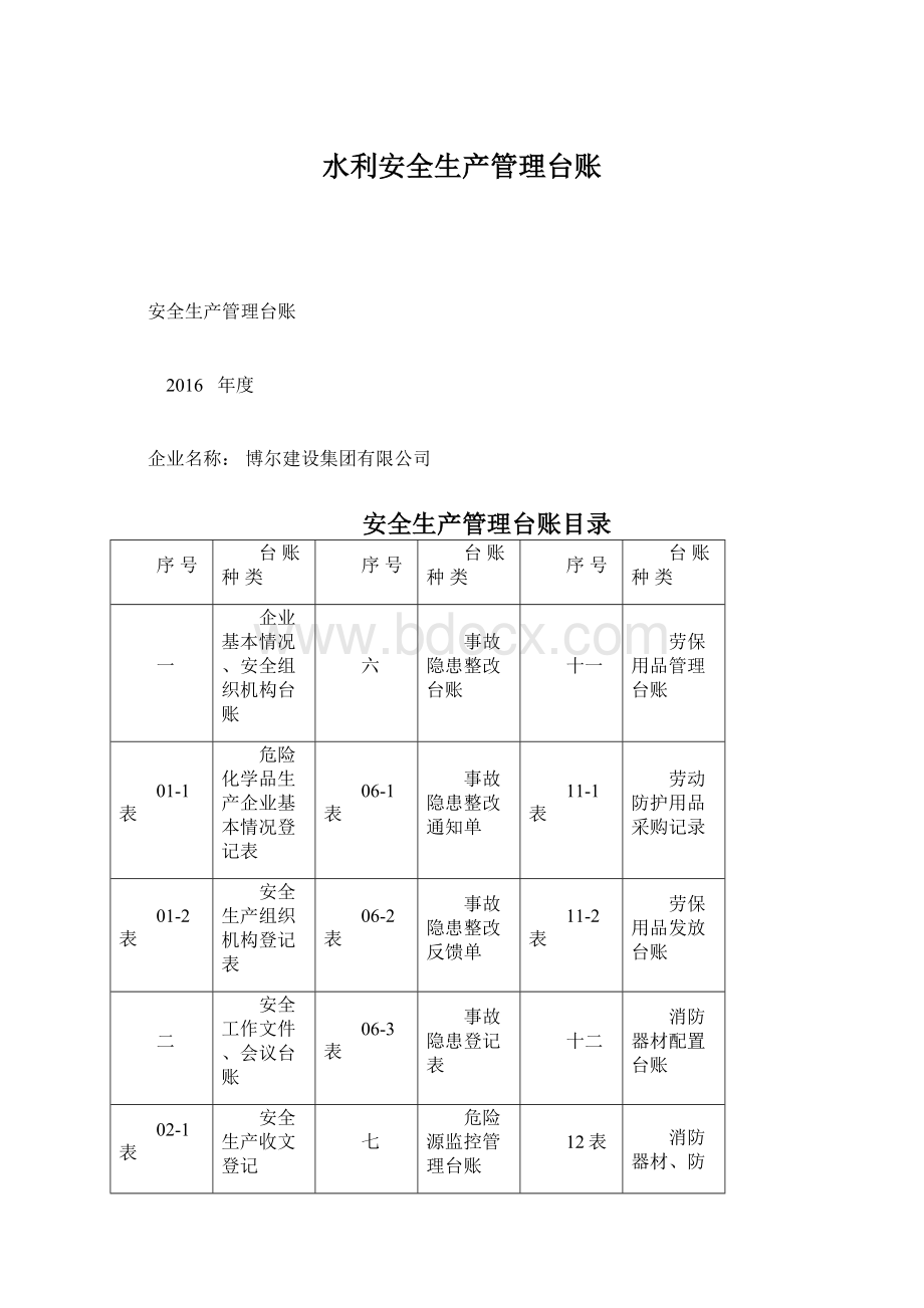 水利安全生产管理台账.docx