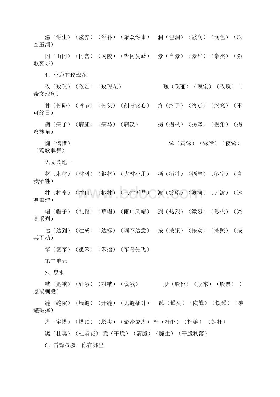 完整版人教版语文二年级下册生字表一组词.docx_第2页