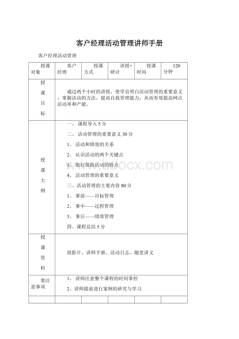 客户经理活动管理讲师手册Word文件下载.docx