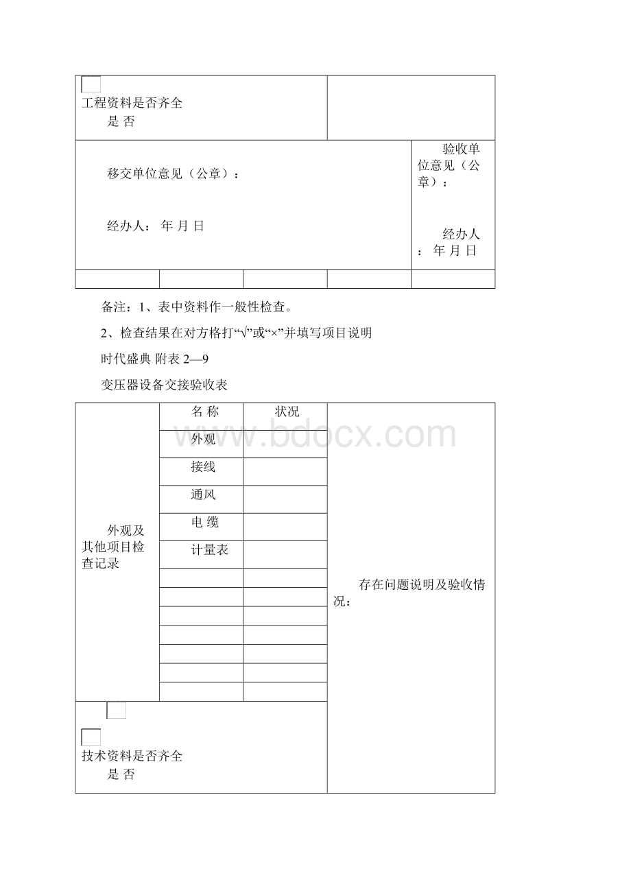 配电房设备交接验收表Word格式.docx_第3页